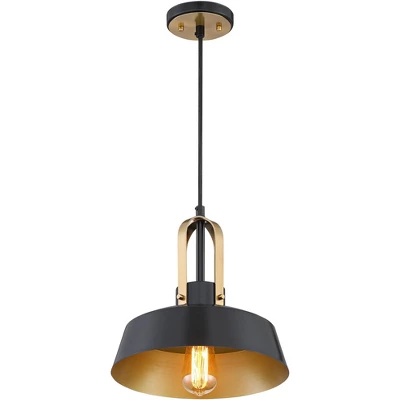 Possini Euro Design Black Warm Brass Mini Pendant Lighting Fixture 12" Wide Farmhouse Rustic For Dining Room House Home Kitchen Island High Ceilings 8 Possini Euro Design Black Warm Brass Mini Pendant Lighting Fixture 12" Wide Farmhouse Rustic For Dining Room House Home Kitchen Island High Ceilings - Image 6