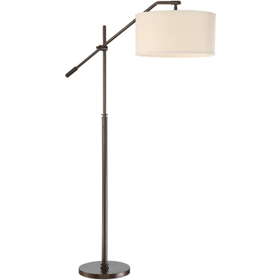 Possini Euro Design Modern Floor Lamp With USB Port 62 1/2" Tall Oil Rubbed Bronze Boom Arm Brown Drum Shade For Living Room House 10 Possini Euro Design Modern Floor Lamp With USB Port 62 1/2" Tall Oil Rubbed Bronze Boom Arm Brown Drum Shade For Living Room House - Image 8