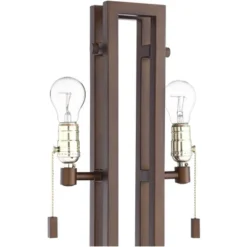 Possini Euro Design Gossard Modern Industrial Table Lamp 30" Tall Bronze With USB Charging Port White Rectangular Shade For Bedroom Living Room Office -Possini Euro Design GUEST 78b6c0b7 dbc3 4673 b907 3464079228b0