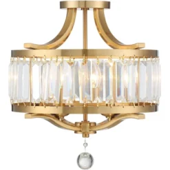 Vienna Full Spectrum Prava Modern Ceiling Light Semi Flush Mount Fixture 16 1/2" Wide Warm Brass 4-Light Crystal Drum For Bedroom Kitchen Living Room -Possini Euro Design GUEST 7b74f4d4 6722 4a28 a8a4 539ac4e3fda0