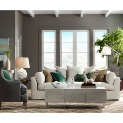 Possini Euro Design Cosgrove Modern Mid Century Table Lamp 26 1/2" High White Glazed Ceramic Light Brown Linen Drum Shade For Bedroom Living Room Home -Possini Euro Design GUEST 7cea2892 39cc 47ae ae5f 30508fcd3dc0