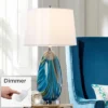 Possini Euro Design Pablo 27" Tall Modern Table Lamp Table Top Dimmer Blue Art Glass Single Living Room Bedroom Bedside Nightstand House White Shade -Possini Euro Design GUEST 7d51089a 8e42 404f 9611 065e4d7a90ec