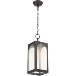 Possini Euro Design Tyne Modern Industrial Outdoor Hanging Light Bronze 19" Seedy Glass Shade For Post Exterior Barn Deck House Porch Yard Patio Home -Possini Euro Design GUEST 7f17b45a aa1d 4360 8a09 5e3d71170290