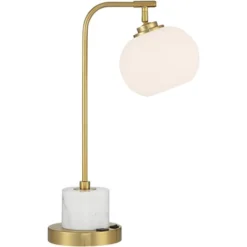 Possini Euro Design Barclay Modern Desk Lamp 23" High Warm Gold With USB Charging Port Frosted Glass Shade For Bedroom Living Room Bedside Office Kids -Possini Euro Design GUEST 801a9ae9 4bf4 4108 b355 54d9bc7e2308