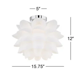 Possini Euro Design Modern Ceiling Light Semi Flush Mount Fixture 15 3/4" Wide White Flower For Bedroom Kitchen Living Room Hallway Bathroom House -Possini Euro Design GUEST 805483ca a05e 4115 b5ea 29bd54d64fed