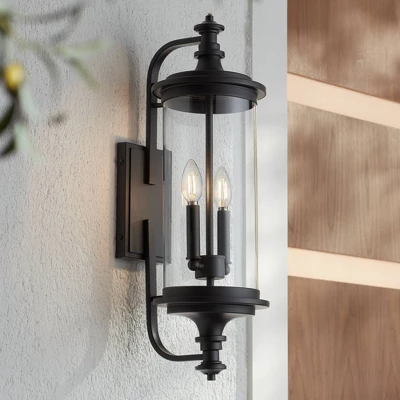 Possini Euro Design Medici Modern Outdoor Wall Light Fixture Black Metal 24 1/2" Clear Glass For Post Exterior Barn Deck House Porch Yard Patio Home 3 Possini Euro Design Medici Modern Outdoor Wall Light Fixture Black Metal 24 1/2" Clear Glass For Post Exterior Barn Deck House Porch Yard Patio Home