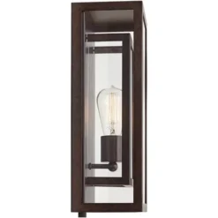 Possini Euro Design Modern Industrial Farmhouse Rustic Outdoor Wall Light Fixture Bronze 15 1/2" Clear Glass For Exterior Barn Deck House Porch Yard -Possini Euro Design GUEST 81a3dbdc 4dbb 4add 99a0 4795ef69547d 1