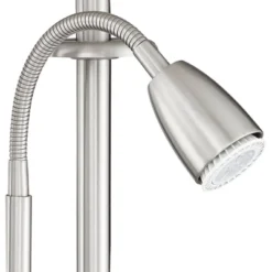 Possini Euro Design Dexter Modern Table Lamp 26" High Brushed Nickel With USB And AC Power Outlet In Base LED Reading Light White Shade For Home Desk -Possini Euro Design GUEST 81bdf3cc 3007 46da 8a9b 27e203607d0e