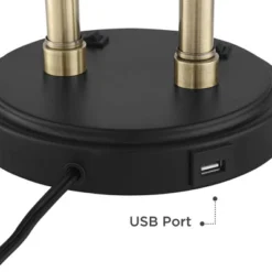 Possini Euro Design Sentry Modern Mid Century Desk Lamp 23" High Black Brass With USB Charging Port LED Adjustable Cone Shade For Bedroom Living Room -Possini Euro Design GUEST 84aa50d5 b673 4b3a b5f2 3168750c699e