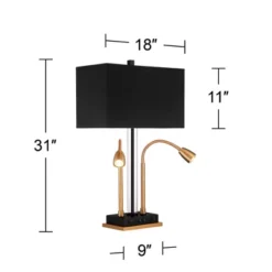 Possini Euro Design Griffin Modern Gooseneck Desk Lamp 31" Tall Gold With USB Charging Port Black Metal Rectangular Shade For Bedroom Living Room Kids 17 Possini Euro Design Griffin Modern Gooseneck Desk Lamp 31" Tall Gold With USB Charging Port Black Metal Rectangular Shade For Bedroom Living Room Kids -Possini Euro Design GUEST 84f94691 90ab 4e43 9de2 30874de1779a