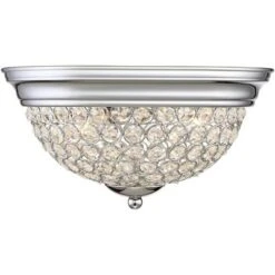 Possini Euro Design Faith Modern Ceiling Light Flush Mount Fixtures 11" Wide Set Of 2 Chrome 2-Light Crystal For Bedroom Kitchen Living Room Hallway -Possini Euro Design GUEST 856e15a4 10f4 454a 9644 3001ab564e7e