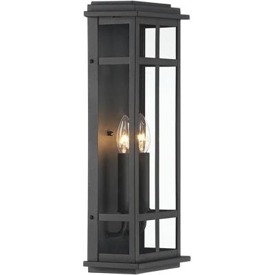 Possini Euro Design Modern Industrial Outdoor Wall Light Fixture Cool Black Windowpane Frame 20" For Post Exterior Barn Deck House 7 Possini Euro Design Modern Industrial Outdoor Wall Light Fixture Cool Black Windowpane Frame 20" For Post Exterior Barn Deck House - Image 5