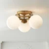 Possini Euro Design Modern Ceiling Light Flush Mount Fixture Brass 18" Wide 3-Light Frosted White Glass Globes Bedroom Living Room -Possini Euro Design GUEST 88f5de80 34e1 4506 947e f8ec511b97e8