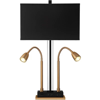 Possini Euro Design Griffin Modern Gooseneck Desk Lamp 31" Tall Gold With USB Charging Port Black Metal Rectangular Shade For Bedroom Living Room Kids 9 Possini Euro Design Griffin Modern Gooseneck Desk Lamp 31" Tall Gold With USB Charging Port Black Metal Rectangular Shade For Bedroom Living Room Kids - Image 7