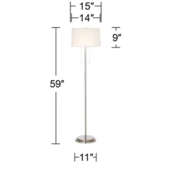 Possini Euro Design Simplicity Modern Floor Lamp 59" Tall Brushed Nickel Silver Off White Tapered Drum Shade For Living Room Bedroom Office House Home -Possini Euro Design GUEST 899d3371 1b6f 4f83 a644 affa9374ec89