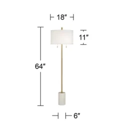 Possini Euro Design Luxe Italian Style Floor Lamp 64" Tall Gold Metal White Linen Drum Shade For Living Room Reading House Bedroom Office -Possini Euro Design GUEST 89bbcebf 2110 46f5 b1ed b2ce190f59ea