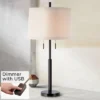 Possini Euro Design Modern Buffet Table Lamp 33" Tall With USB Charging Port Dark Bronze Drum Shade For Bedroom Living Room Office -Possini Euro Design GUEST 8a2cbf08 46a0 40b1 a662 162384bbf3c5