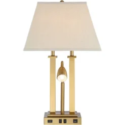 Possini Euro Design Possini Euro Deacon Brass Gooseneck Lamps With USB Port And Outlet Set Of 2 -Possini Euro Design GUEST 8c4f2cfc 52bf 4784 98da cc209e724fcd
