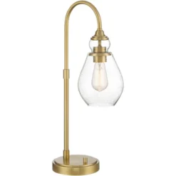 Possini Euro Design Possini Euro Vaile Desk Lamp With Dual USB Ports Warm Gold With Glass Shade -Possini Euro Design GUEST 8c68f048 bcdc 4268 8ba2 9325176438a0