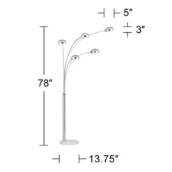 Possini Euro Design Infini Mid Century Modern Arc Floor Lamp 78" Tall Chrome 5 Light Swivel Dome Shades For Living Room Reading Bedroom Office House -Possini Euro Design GUEST 8e1a5ee4 40b4 4393 a59b 99fcb475dfec