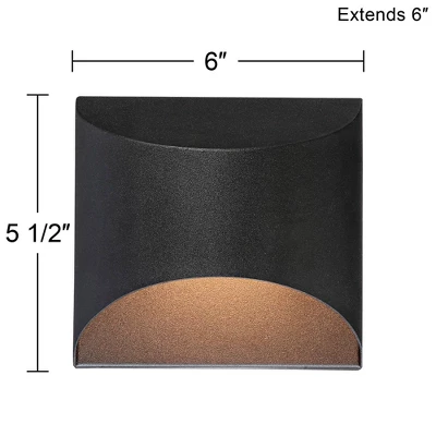 Possini Euro Design Ratner Modern Outdoor Wall Light Fixtures Set Of 2 Textured Black LED Dark Sky Downlight 5 1/2" For Post Exterior 8 Possini Euro Design Ratner Modern Outdoor Wall Light Fixtures Set Of 2 Textured Black LED Dark Sky Downlight 5 1/2" For Post Exterior - Image 6