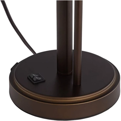 Possini Euro Design Traverse Modern Table Lamps 29" Tall Set Of 2 With USB Charging Port Gooseneck LED Bronze Oatmeal Shade For Bedroom Living Room 4 Possini Euro Design Traverse Modern Table Lamps 29" Tall Set Of 2 With USB Charging Port Gooseneck LED Bronze Oatmeal Shade For Bedroom Living Room - Image 2