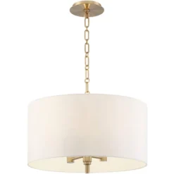 Possini Euro Design Warm Gold Pendant Chandelier 20" Wide Modern White Linen Drum Shade 4-Light Fixture For Dining Room Foyer Kitchen Island Entryway -Possini Euro Design GUEST 932dc1ea 51d4 4076 8b0c 1f2352184a70