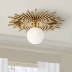 Possini Euro Design Hazel Modern Ceiling Light Semi Flush Mount Fixture 24" Wide Warm Brass White Globe Shade For Bedroom Kitchen Living Room Hallway -Possini Euro Design GUEST 937faa9c a474 460e 97d2 cb24e8bfb570