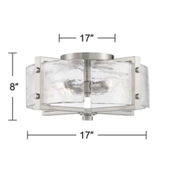 Possini Euro Design Prane Modern Industrial Ceiling Light Semi Flush Mount Fixture 17" Wide Brushed Nickel 4-Light Warped Glass For Bedroom Kitchen -Possini Euro Design GUEST 968afca0 1c02 432c 9354 62d2a6a517c1