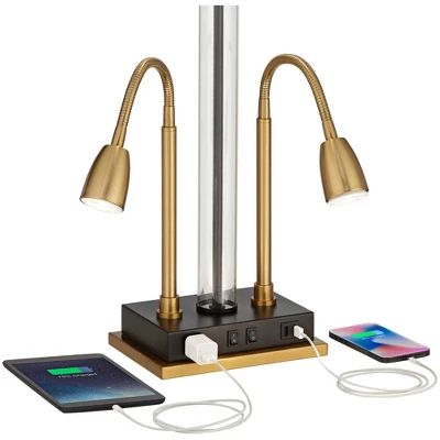 Possini Euro Design Griffin Modern Gooseneck Desk Lamp 31" Tall Gold With USB Charging Port Black Metal Rectangular Shade For Bedroom Living Room Kids 5 Possini Euro Design Griffin Modern Gooseneck Desk Lamp 31" Tall Gold With USB Charging Port Black Metal Rectangular Shade For Bedroom Living Room Kids - Image 3