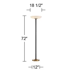 Possini Euro Design Modern Torchiere Floor Lamp LED 72" Tall Black Antique Brass White Glass Shade For Living Room Reading Uplight -Possini Euro Design GUEST 97804652 84ad 44cf b150 8cb850993693