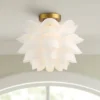 Possini Euro Design Modern Ceiling Light Semi Flush Mount Fixture White Flower Gold Metal 15 3/4" Wide Living Room Bedroom Kitchen -Possini Euro Design GUEST 97aba4d1 b8bc 4a3c 9856 5d7e7b03a75a