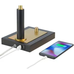 Possini Euro Design Possini Euro Hayven Desk Lamp With Dual USB Ports In Warm Gold With Black -Possini Euro Design GUEST 9813c7ef ea8b 472e a573 00c4eeb97aa1