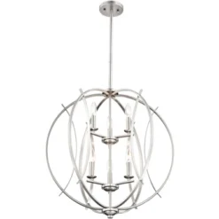 Possini Euro Design Spherical Brushed Nickel Large Chandelier 24" Wide Modern 6-Light Fixture For Dining Room House Foyer Kitchen Island Entryway Home -Possini Euro Design GUEST 99270896 2f9d 421d ad3d d6863d64a567