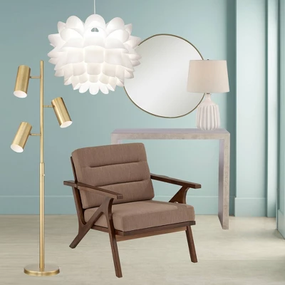 Possini Euro Design Rorschach Uneven Round Vanity Wall Mirror Modern Champagne Frame 30" Wide For Bathroom Bedroom Living Room Office Entryway House 7 Possini Euro Design Rorschach Uneven Round Vanity Wall Mirror Modern Champagne Frame 30" Wide For Bathroom Bedroom Living Room Office Entryway House - Image 5