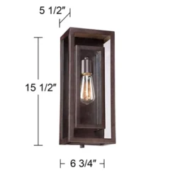 Possini Euro Design Modern Industrial Farmhouse Rustic Outdoor Wall Light Fixture Bronze 15 1/2" Clear Glass For Exterior Barn Deck House Porch Yard -Possini Euro Design GUEST 99cde3c7 c506 4a99 9094 1dd56da860cf 1