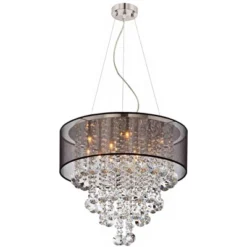 Possini Euro Design Bretton Brushed Nickel Chandelier 22" Wide Modern Clear Glass Crystal Black Sheer Shade 12-Light Fixture For Dining Room Kitchen -Possini Euro Design GUEST 9a7dafd7 6c43 4ac0 88f5 aa1bccc504b5