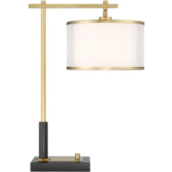 Possini Euro Design Possini Euro Hayven Desk Lamp With Dual USB Ports In Warm Gold With Black -Possini Euro Design GUEST 9b0b2328 3f56 4392 b671 8912b9f668ac