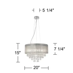 Possini Euro Design Jolie Chrome Chandelier Lighting 20" Wide Modern Crystal Silver Fabric Shade 7-Light Fixture For Dining Room House Kitchen Island -Possini Euro Design GUEST 9b9479e9 d7fe 44b4 b5f0 e8d350d99c8e