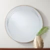 Possini Euro Design Aurelia Round Vanity Decorative Wall Mirror Modern Glam Gold Metal Frame 32" Wide Bathroom Bedroom Living Room