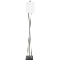 Possini Euro Design Modern Floor Lamp 63.5" Tall Brushed Steel Asymmetry White Linen Rectangular Shade For Living Room Reading Bedroom Office -Possini Euro Design GUEST 9be86b36 535d 4642 9f20 4aa81feecd96