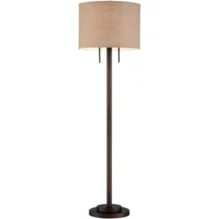 Possini Euro Design Garth Modern Floor Lamp Standing 63 1/2" Tall Oil Rubbed Bronze Burlap Fabric Drum Shade For Living Room Bedroom Office House Home -Possini Euro Design GUEST 9c619651 dfc1 48c4 b620 68e69c4a28de