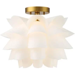 Possini Euro Design Modern Ceiling Light Semi Flush Mount Fixture White Flower Gold Metal 15 3/4" Wide Living Room Bedroom Kitchen -Possini Euro Design GUEST 9caa153e a2a6 4cbb b7c7 151d401311d5