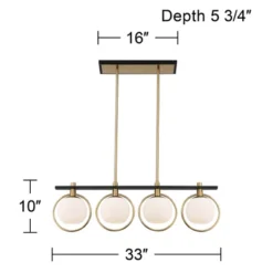 Possini Euro Design Carlyn Brass Black Linear Island Pendant Chandelier 33" Wide Modern White Glass Shade 4-Light LED Fixture For Dining Room Kitchen -Possini Euro Design GUEST 9db9d07e 0dff 4ca8 821a 97332964a524
