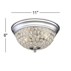 Possini Euro Design Faith Modern Ceiling Light Flush Mount Fixtures 11" Wide Set Of 2 Chrome 2-Light Crystal For Bedroom Kitchen Living Room Hallway -Possini Euro Design GUEST 9e60bc97 1b08 4f00 97c0 da352123f71d