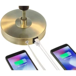 Possini Euro Design Possini Euro® Wyndham Desk Lamp With Glass Shade And Dual USB Ports -Possini Euro Design GUEST 9fb29c06 0fa4 4c93 bedf 81121643cc35