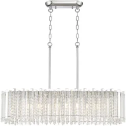 Possini Euro Design Mirabell Chrome Linear Island Pendant Chandelier 34" Wide Modern LED Clear Glass Crystal 6-Light Fixture For Dining Room Kitchen -Possini Euro Design GUEST a06855f6 6b6f 4844 9d9b 268029fc375e