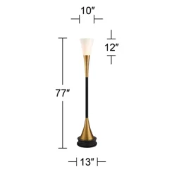 Possini Euro Design Piazza Modern Torchiere Floor Lamp With Riser 77" Tall Black Brass Metal White Glass Shade For Living Room Bedroom Office House -Possini Euro Design GUEST a0ae2278 a305 459b aa75 df94cc1c6abd