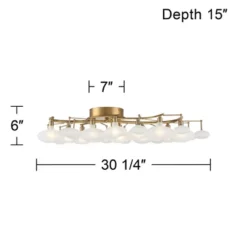 Possini Euro Design Lilypad Modern Ceiling Light Semi Flush Mount Fixture 30 1/4" Wide Warm Brass 12-Light Frosted Glass Shade For Bedroom Living Room -Possini Euro Design GUEST a233a009 bd72 44f5 9f48 3c2effe14b0b