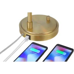 Possini Euro Design Possini Euro Vaile Desk Lamp With Dual USB Ports Warm Gold With Glass Shade -Possini Euro Design GUEST a642064a 0eab 4bed 9e47 2cd76b7cd821